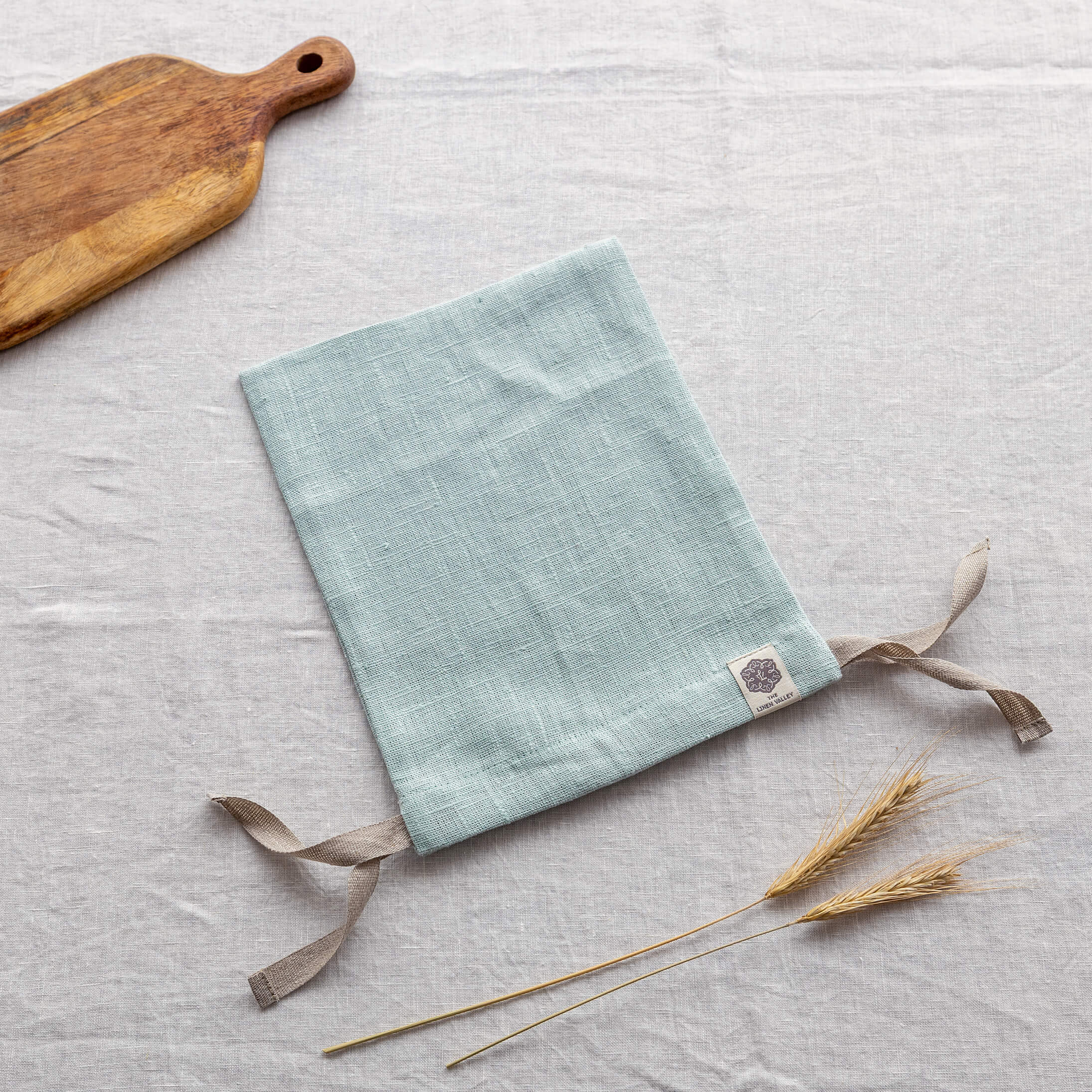 Duck egg blue linen bread bag in heavyweight 260 g/m² European linen