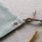 Duck egg blue linen bread bag in heavyweight 260 g/m² European linen