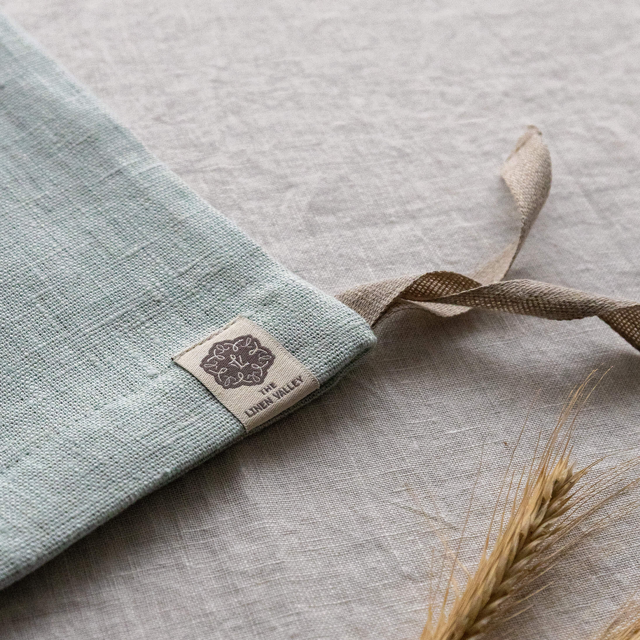 Duck egg blue linen bread bag in heavyweight 260 g/m² European linen