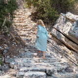 Women's Duck Egg Blue Linen Bathrobe