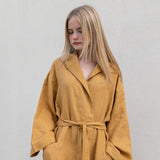 Women's Dusty Mustard Linen Bathrobe