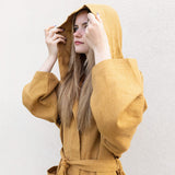Women's Dusty Mustard Linen Bathrobe