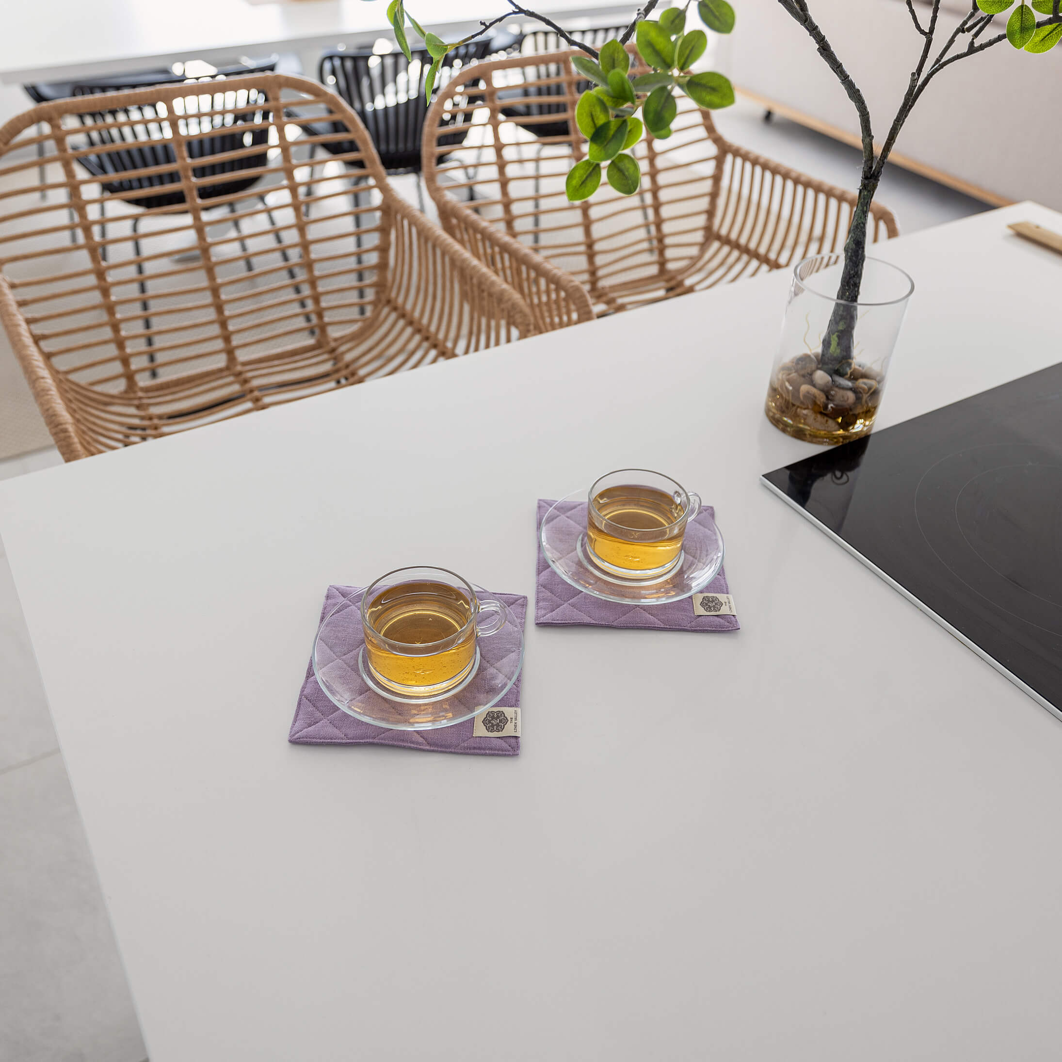 Light Lilac Square Coasters Set