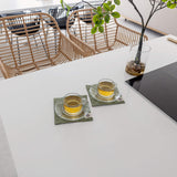 Moss Green Linen Square Coasters Set