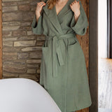 Immerse yourself in our moss green linen bathrobe and enjoy the exceptional comfort and elegance, breathability of natural linen. Our linen bathrobe is designed and crafted with exceptional attention to detail, fabric and long-lasting practicality.