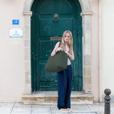 Moss Green Large Linen Bag