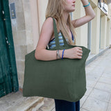 Moss Green Large Linen Bag
