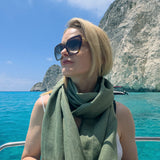 Moss Green Linen Scarf