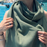Moss Green Linen Scarf