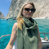 Moss Green Linen Scarf