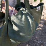 Moss Green Linen Tote Bag
