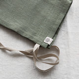 Moss green linen laundry bag in heavyweight 260 g/m² European linen