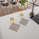 Natural Unbleached Linen Square Coasters Set
