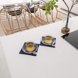 Navy Blue Linen Square Coasters Set