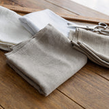 These scraps are linen fabric waste generated during our manufacturing process, helping to reduce our environmental impact and supporting our company’s zero-waste program.