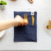 Navy Blue linen cutlery holder will make your table setting look neat and tidy. Decorative cutlery pouch can be paired with table napkins or other table linens, mixed or matched.