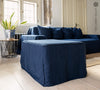 Introducing our new navy blue linen ottoman cover – the ultimate solution for giving your ottoman a fresh look and upgrading your interior effortlessly.