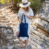 Navy blue linen canvas bags designed and made for long, comfortable and sustainable use. Whether you're going to the beach, planning a visit to the organic market, or taking your baked cake to friends, our linen bag is always perfect for you.