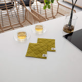 Olive Green Linen Square Coasters Set