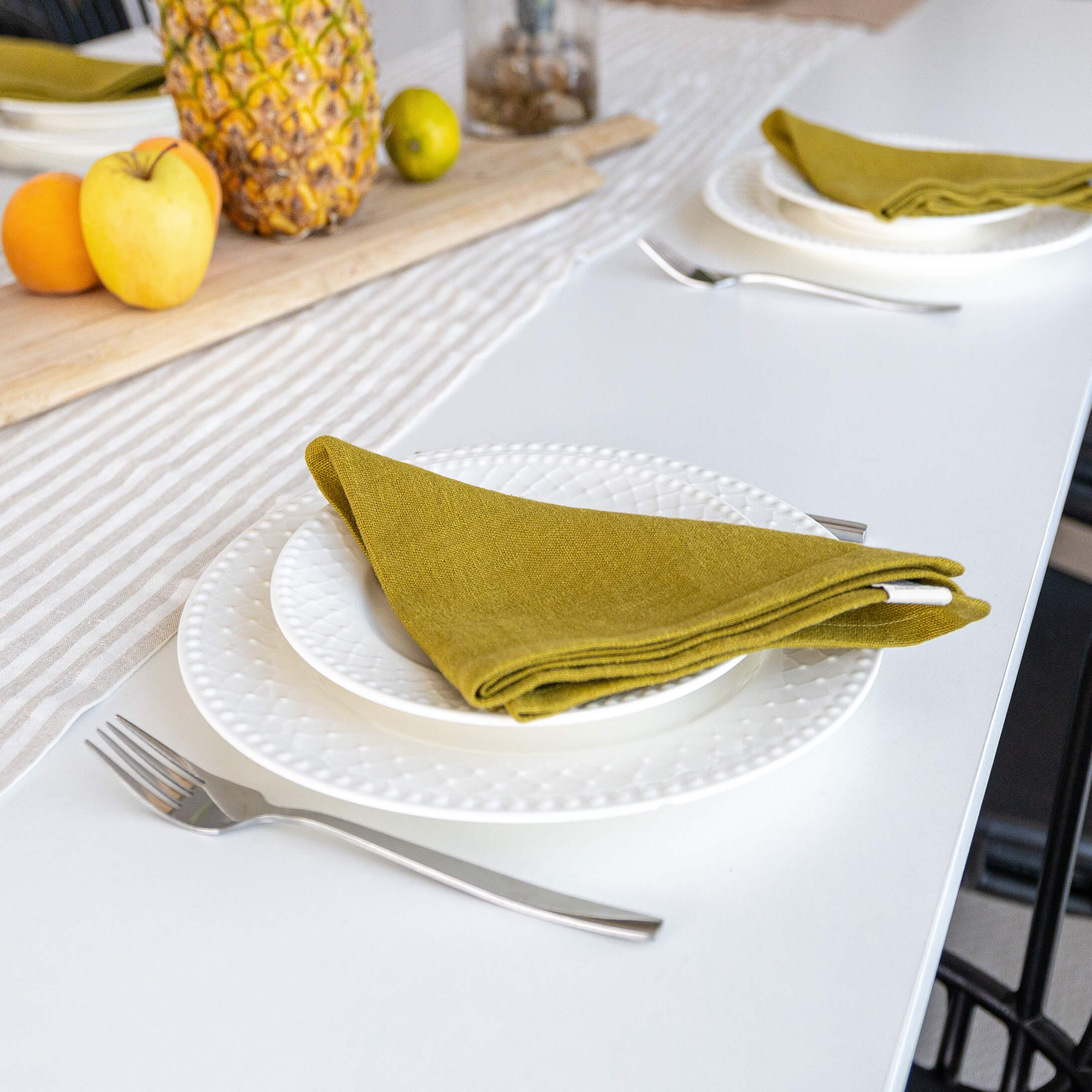 Introducing our olive green linen napkins set, designed to elevate your dining experience with a touch of warmth and charm. Crafted with care, these napkins are the perfect companions for your culinary adventures.