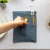 Ocean Blue linen cutlery holder will make your table setting look neat and tidy. Decorative cutlery pouch can be paired with table napkins or other table linens, mixed or matched.