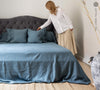 The ocean blue linen bedspread has been carefully designed to suit a wide range of interior styles and to blend perfectly in both classic and contemporary home spaces.&nbsp;