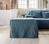 Introducing our new ocean blue linen ottoman cover – the ultimate solution for giving your ottoman a fresh look and upgrading your interior effortlessly.