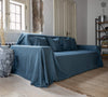 Ocean blue linen couch cover designed and crafted to elevate your interior with a fresh look and great energy.