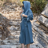 Wrap yourself in our ocean blue linen bathrobe and enjoy the exceptional comfort, elegance and breathability of natural linen. Our linen bathrobe is designed and crafted with exceptional attention to details.