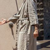 Immerse yourself in our rustic unbleached natural linen bathrobe and enjoy the exceptional comfort and elegance and breathability of natural linen.