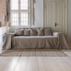 Our heavy rustic unbleached linen couch cover a stylish way to change up the look of the room. If you're a pet owner, rest assured that your beloved companions can enjoy lounging on the couch without causing any damage.