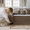 Our heavy rustic unbleached linen couch cover a stylish way to change up the look of the room. If you're a pet owner, rest assured that your beloved companions can enjoy lounging on the couch without causing any damage.