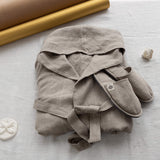 Rustic linen bathrobe and linen slippers gift set in heavyweight 260 g/m² European linen