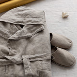 Rustic linen bathrobe and linen slippers gift set in heavyweight 260 g/m² European linen