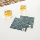 Teal Blue Linen Square Coasters Set