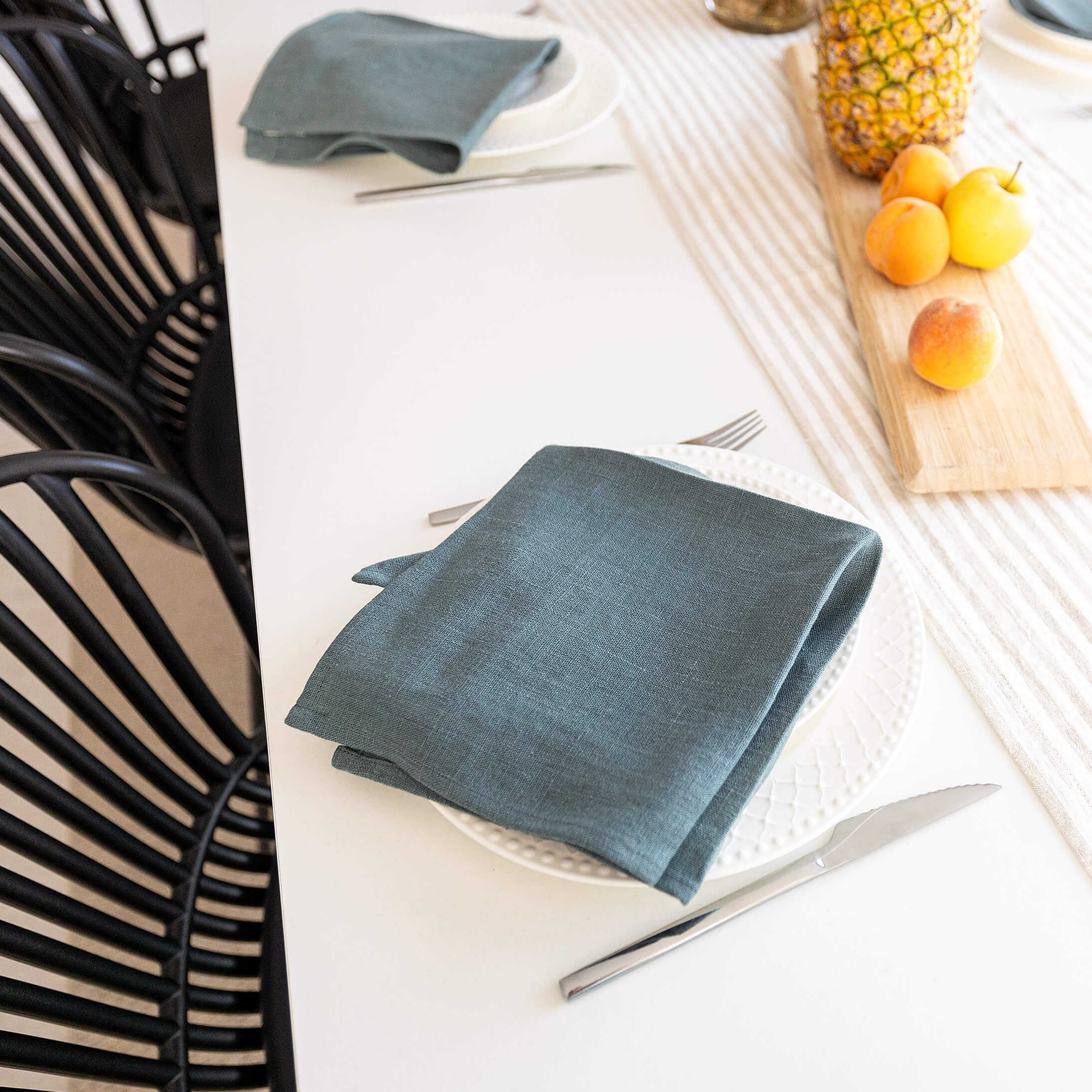 Introducing our teal blue linen napkins set, designed to elevate your dining experience with a touch of warmth and charm. Crafted with care, these napkins are the perfect companions for your culinary adventures.