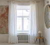 Our tie top optical white linen curtains with ruffles are designed and made to give your home a unique and timeless charm, and no matter the style of your home, linen can fit into any interior.