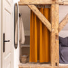Our tie top amber yellow linen curtains are designed and made to give your home unique and timeless charm. Linen curtains would complement interiors from minimalistic, Scandinavian or modern to Mediterranean or classical style. 