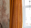 Lined amber yellow linen curtains with lining, designed to provide maximum protection from the sun and heat coming through the window. Natural thermoregulatory properties of linen will help you to create the most comfortable atmosphere at home.