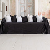 BLACK heavier weight linen couch cover. Jet black linen slipcover.