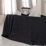 BLACK heavier weight linen couch cover. Jet black linen slipcover.