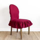 Burgundy red linen ruffled full chair cover in heavyweight 260 g/m² European linen