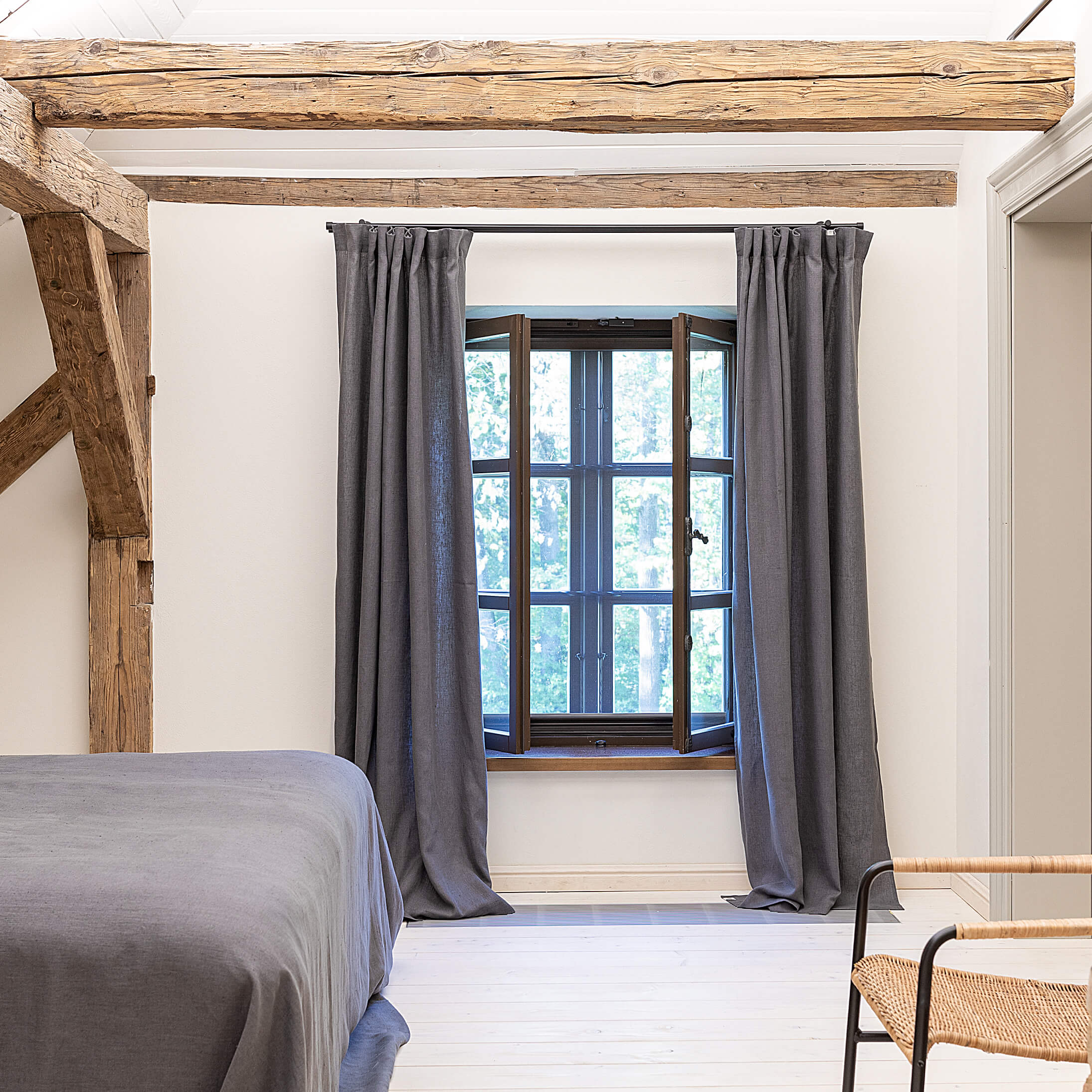 Our charcoal grey linen curtains are designed and made to give your home unique and timeless charm. Linen curtains would complement interiors from minimalistic, Scandinavian or modern to Mediterranean or classical style.