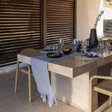 Grey Linen Table Runner with Ruffle