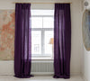 Lined deep purple linen curtains with lining, designed and made to provide maximum protection from the sun and heat coming through the window.