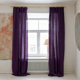 Deep purple linen curtain panel in heavyweight 260 g/m² European linen with multifunctional heading tape