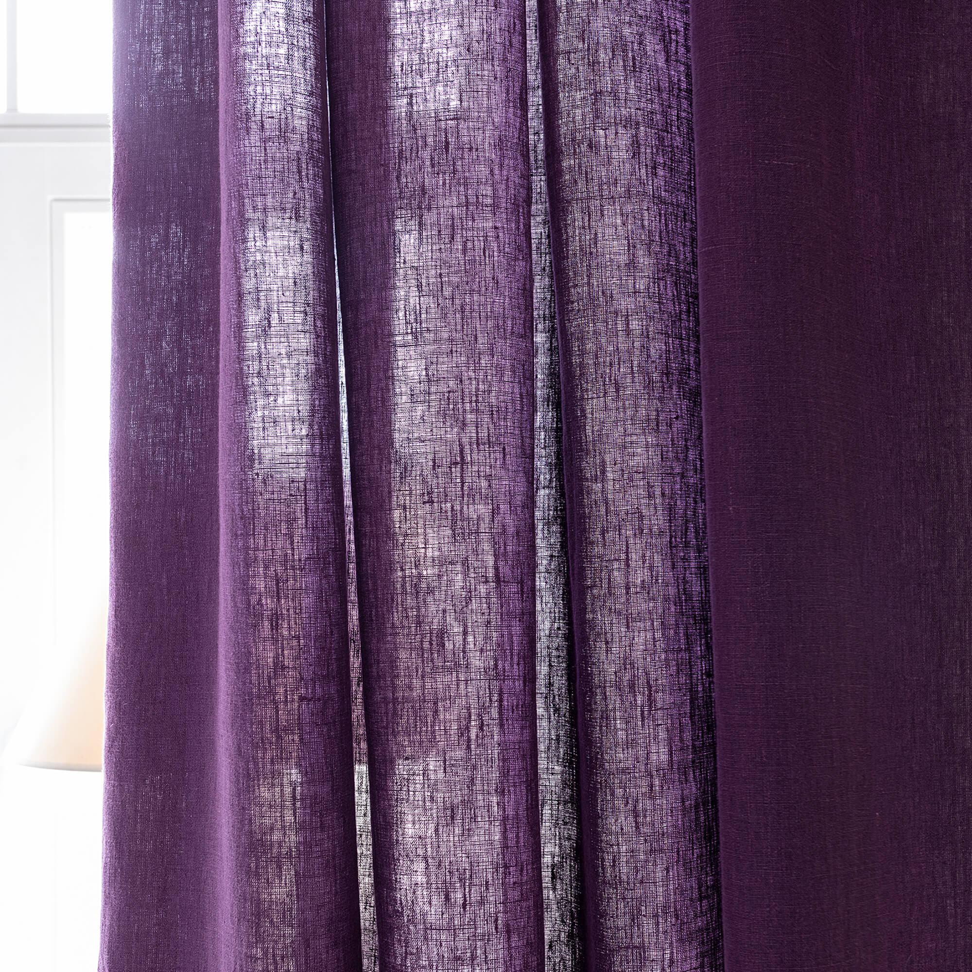 Deep purple linen curtain panel in heavyweight 260 g/m² European linen with multifunctional heading tape