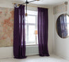 Lined deep purple linen curtains with lining, designed and made to provide maximum protection from the sun and heat coming through the window.