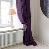 Deep purple linen curtain tie-back in heavyweight 260 g/m² European linen