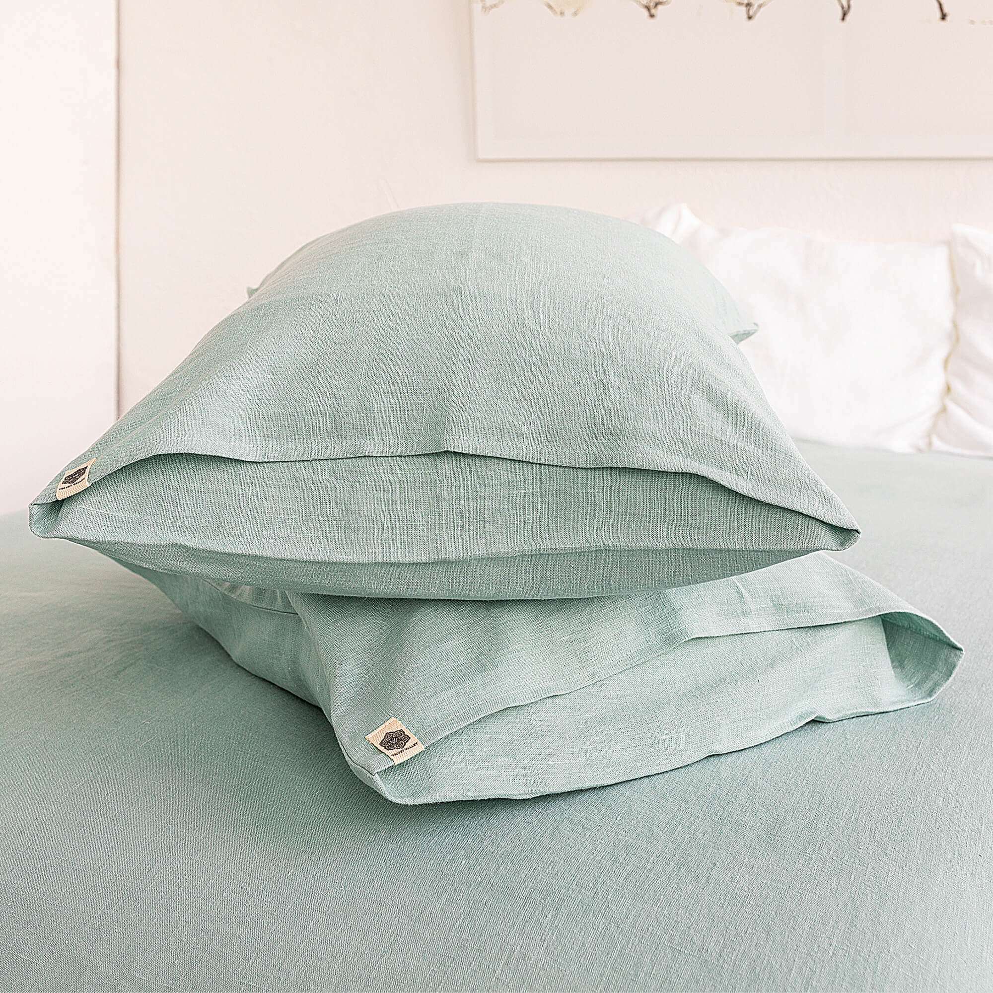 That little detail could be our duck egg blue linen throw pillow. Linen pillows would fit interiors from minimalist to classic, from Scandinavian to country style.